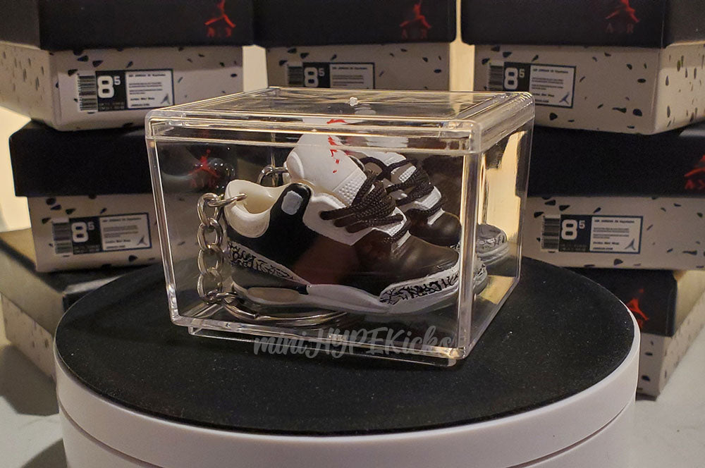 Mini 3D AJ3 Black Cement Sneaker Keychain