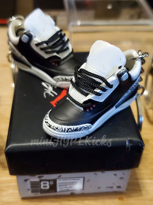 Mini 3D AJ3 Black Cement Sneaker Keychain