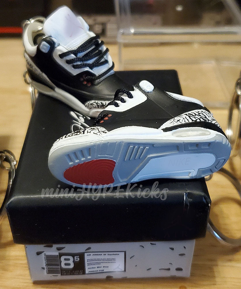 Mini 3D AJ3 Black Cement Sneaker Keychain