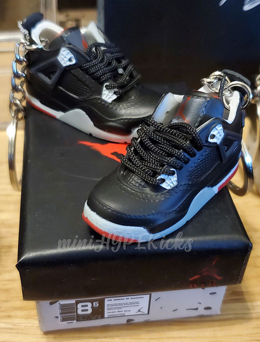 Mini 3D AJ4 Black Cement Sneaker Keychain